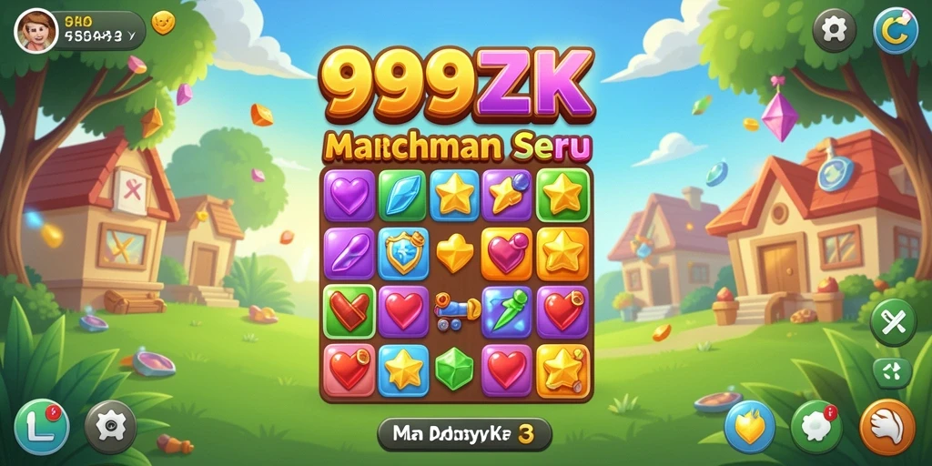 Screenshot 999ZK menampilkan gameplay seru Match-3 yang mengasyikkan.
