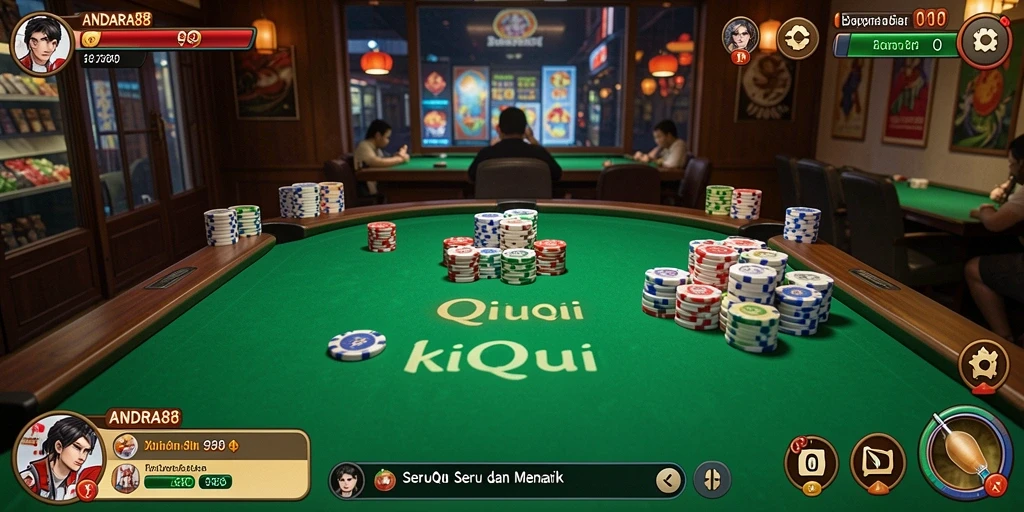 Screenshot gameplay ANDARA88 yang menampilkan duel QiuQiu seru.