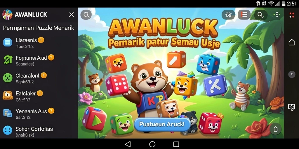 Tampilan gameplay AWANLUCK yang menarik dengan berbagai teka-teki menantang.