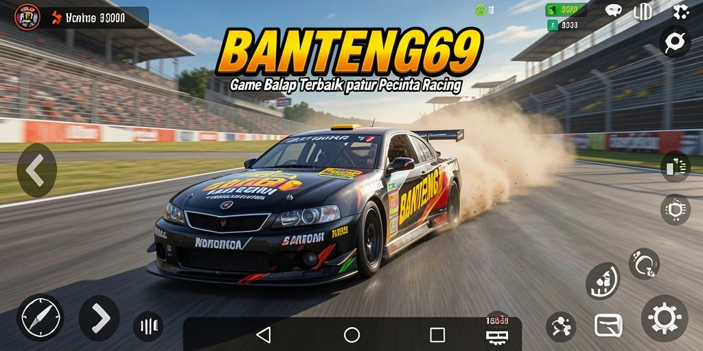Screenshot gameplay BANTENG69 menampilkan balapan mendebarkan di trek yang berliku.