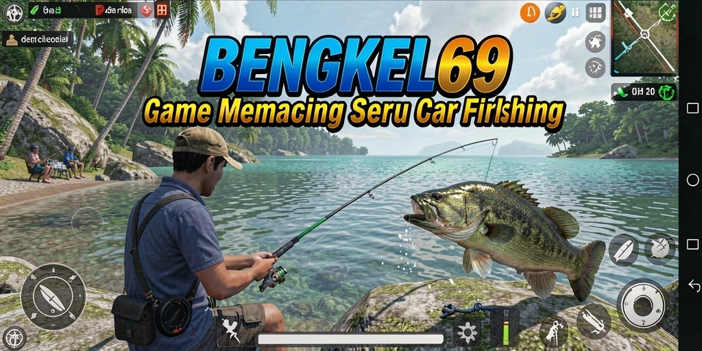 Tangkapan layar gameplay BENGKEL69 yang menunjukkan pengalaman memancing realistis.