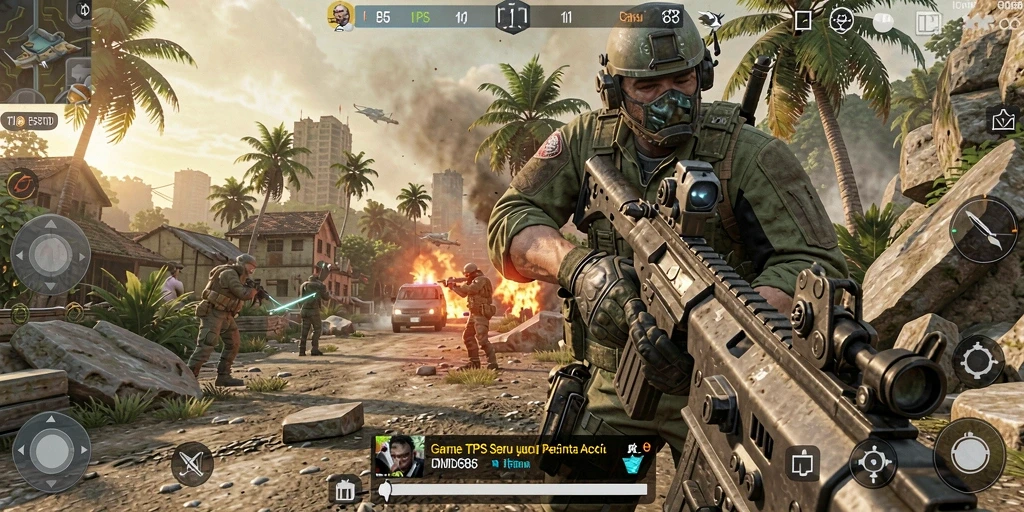 Gameplay DMD686 yang menegangkan saat pertempuran berlangsung.