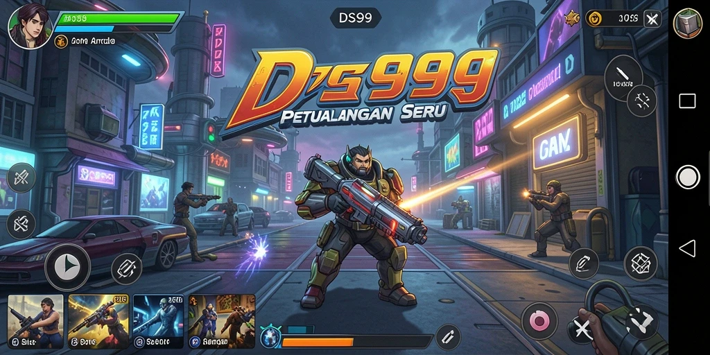 Screenshot gameplay DS99 menampilkan aksi seru dalam game Arcade.
