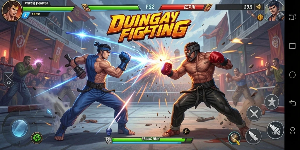 Gameplay F32 menampilkan pertarungan epik dan karakter unik.