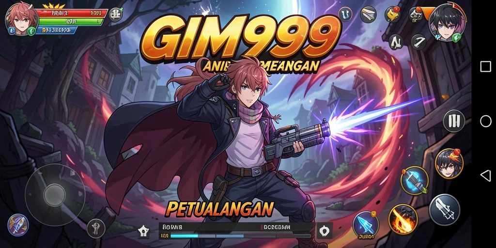 Tampilan gameplay GIM999 yang penuh warna dan dinamis.