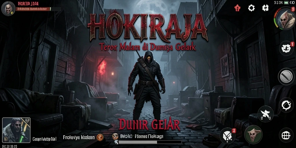 Screenshot HOKIRAJA menampilkan karakter yang terjebak dalam kegelapan.