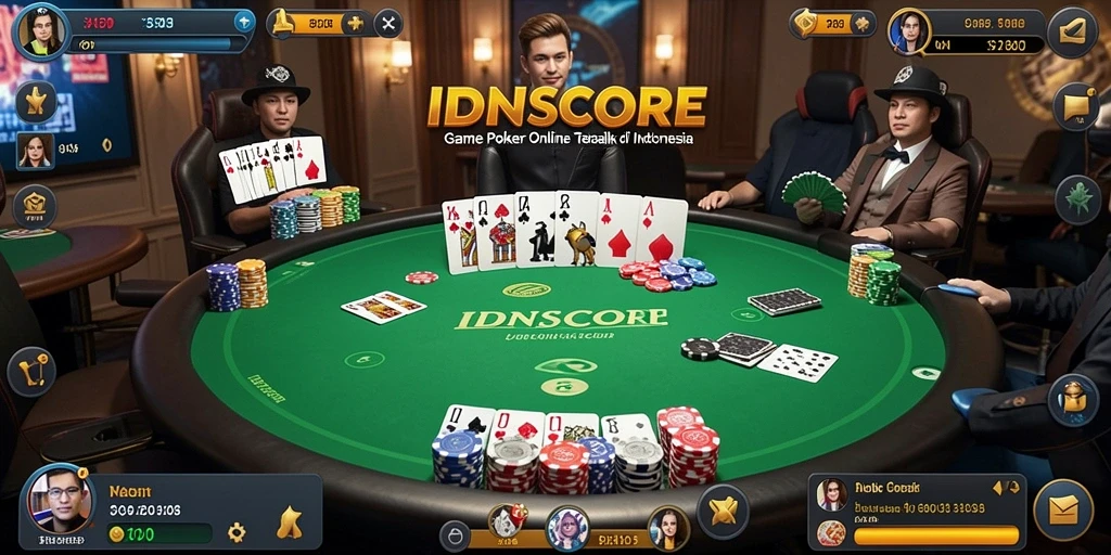 Screenshot gameplay menarik dari IDNSCORE dengan tampilan poker yang seru.