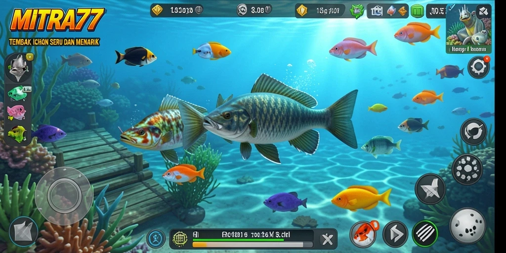 Screenshot gameplay Tembak Ikan MITRA77 yang menampilkan aksi seru.