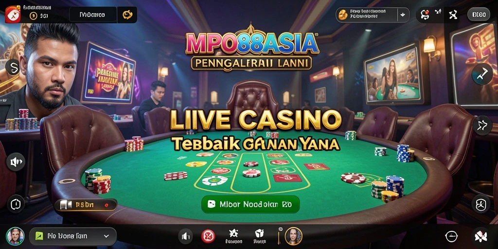 Screenshot MPO88ASIA menampilkan dealer profesional dan atmosfer Live Casino yang otentik.