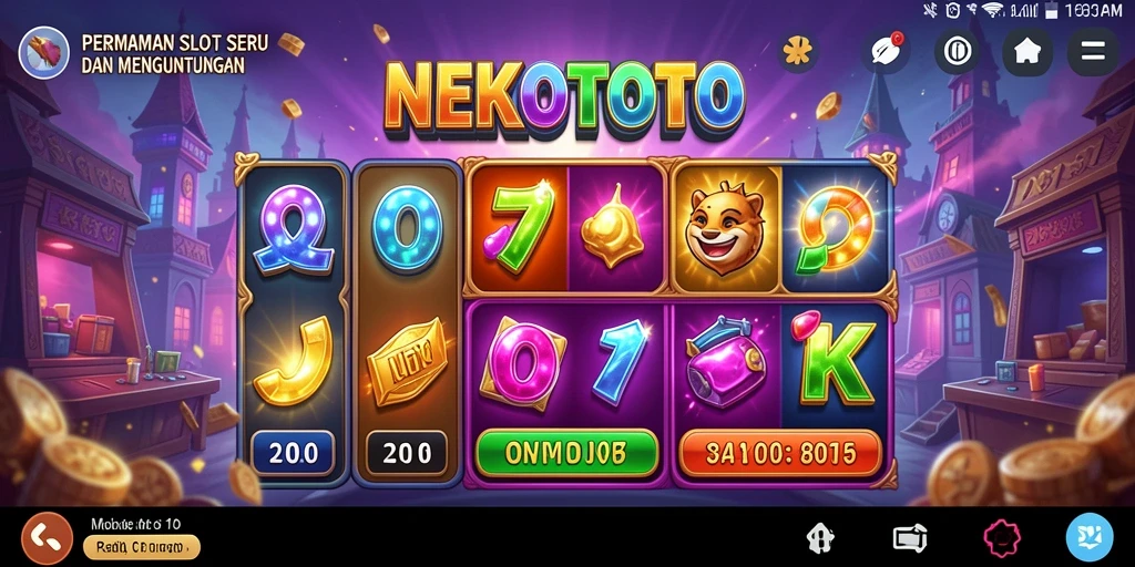 Tangkapan layar gameplay seru dari NEKOTOTO yang penuh warna.