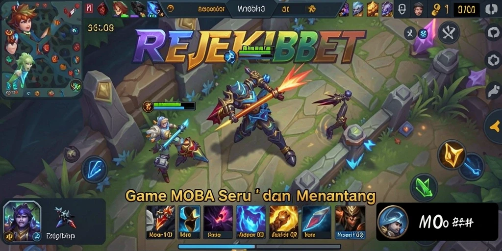 Tampilan gameplay seru dalam permainan MOBA REJEKIBET.