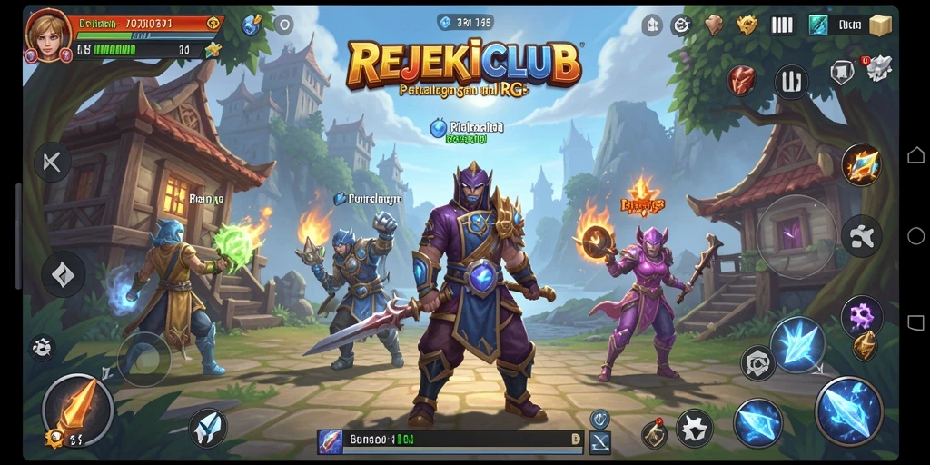 Tampilan gameplay yang menakjubkan dalam REJEKICLUB dengan pertarungan RPG yang seru.
