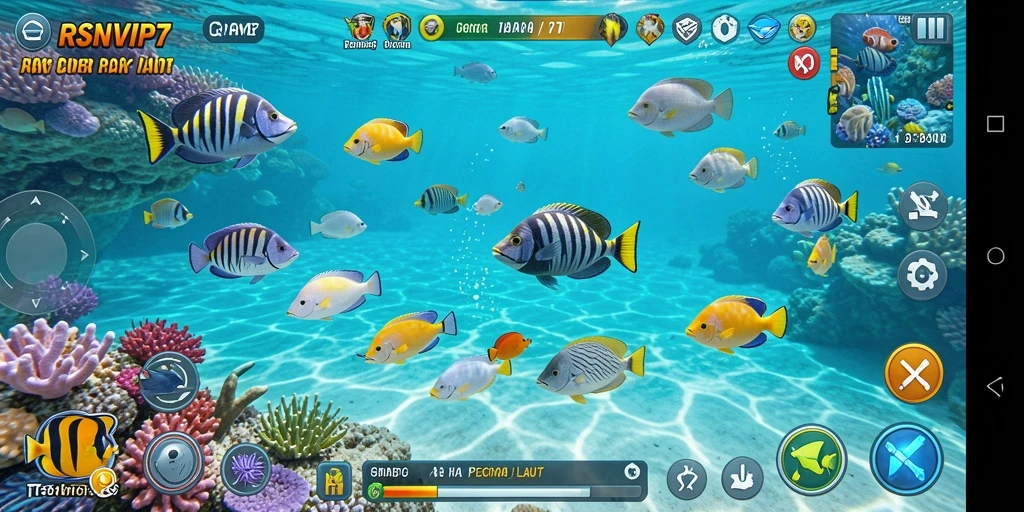 Tampilan gameplay RSNVIP7 dengan aksi menembak ikan yang seru.