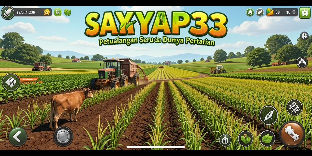 Tangkapan layar dari gameplay SAYAP33 yang menampilkan ladang dan aktivitas pertanian.
