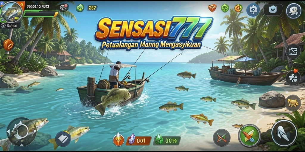 Tampilan gameplay SENSASI777 yang menarik saat memancing.