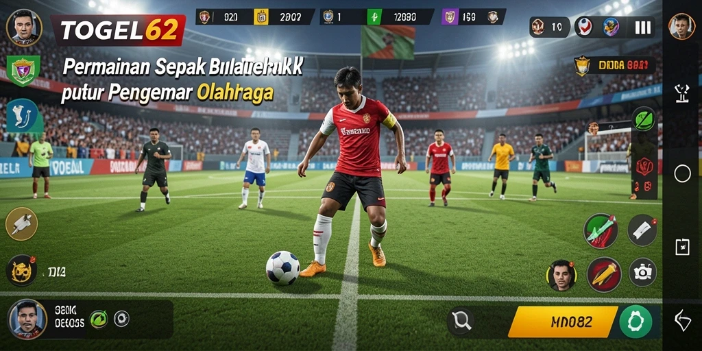 Screenshot gameplay TOGEL62 menampilkan aksi sepak bola yang mendebarkan.