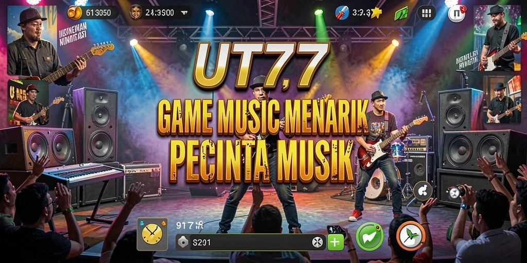 Tampilan gameplay UT77 dengan antarmuka menarik untuk pengalaman musik